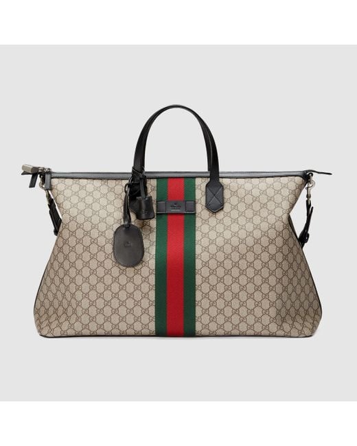 Gucci Web GG Supreme Duffel Bag in Gray Lyst